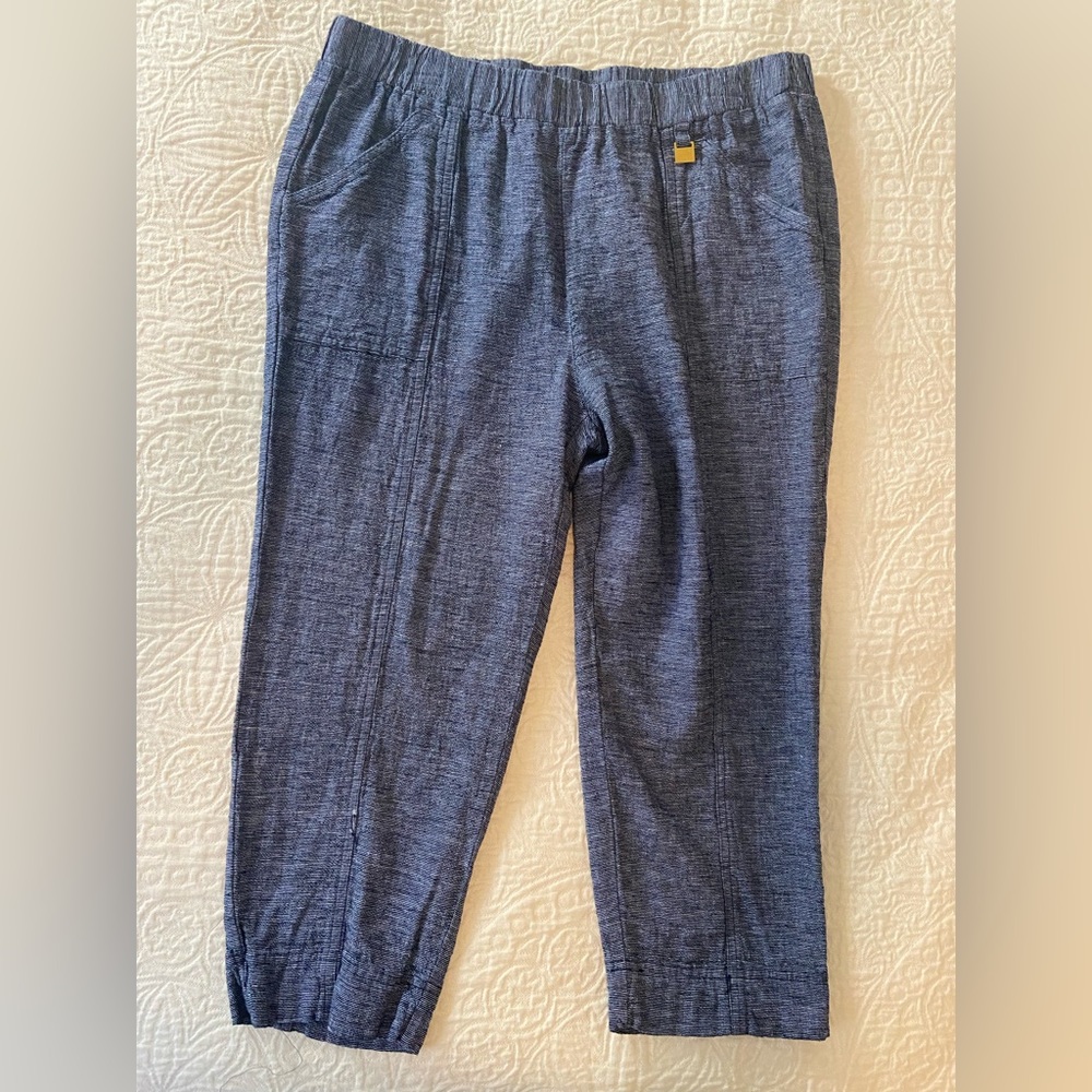 Ellen Tracy Blue Linen Pants